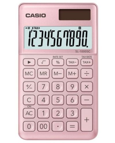 Calculator Casio SL-1000SC de buzunar, 10 dgt, roz metalic - 1