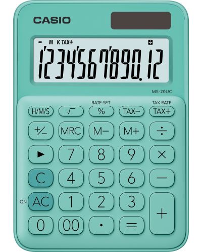 Calculator Casio MS-20UC de masa, 12 dgt, verde - 1