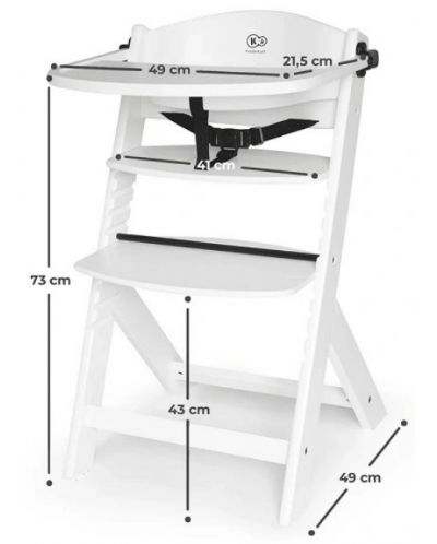 Scaun de masa pentru copii KinderKraft - ENOCK de lemn/picioare albe - 9