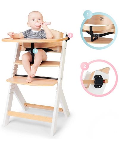 Scaun de masa pentru copii KinderKraft - ENOCK de lemn/picioare albe - 6