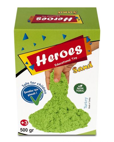 Nisip kinetic in cutie Heroes - Culoare verde, 500g - 1