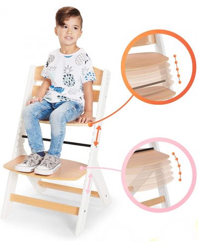 Scaun de masa pentru copii KinderKraft - ENOCK de lemn/picioare albe - 7