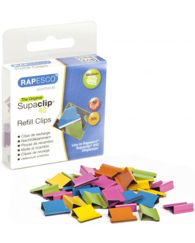 Clips metalic Rapesco - Supaclip, pentru 40 file, culori, 50 file - 1