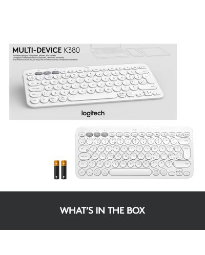 Tastatură Logitech - K380, wireless, US Layout, alba - 10