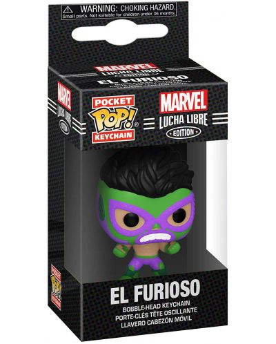 Breloc  Funko Pocket POP! Marvel: Lucha Libre Edition - El Furioso (The Hulk) - 2