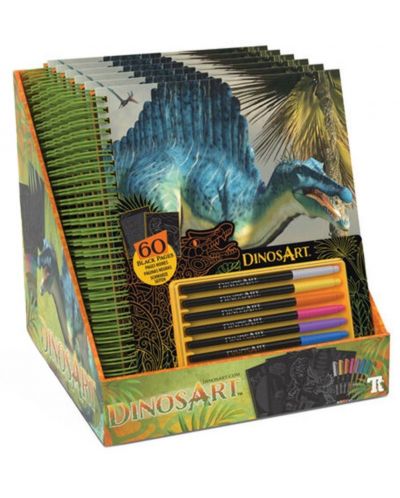 Caiet de colorat cu pagini negre DinosArt - Dinozauri - 4