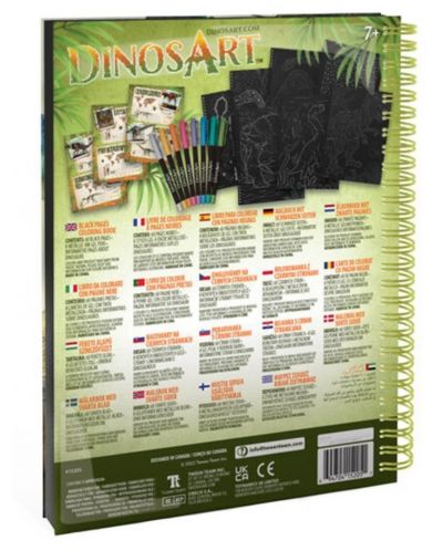 Caiet de colorat cu pagini negre DinosArt - Dinozauri - 3