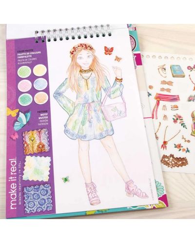 Cartea cu stickere și șabloane Make it Real - Jurnalul designerului, modă florală - 5