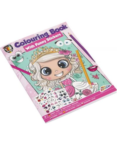 Carte de colorat Grafix - A4, cu autocolante, pentru fetiță - 1