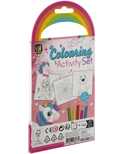 Caiet de colorat și activități Grafix - Unicorn, cu 5 creioane - 2