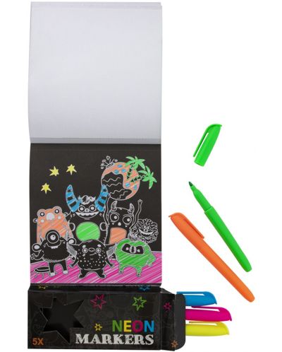 Carte de colorat Grafix - Cu 5 Markere Neon - 3