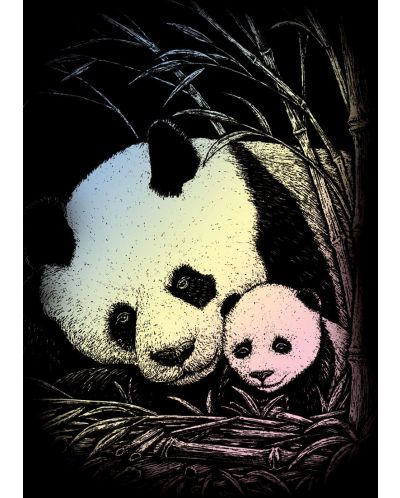 Set de gravură holografică Royal - Panda și bebeluș, 13 x 18 cm - 1
