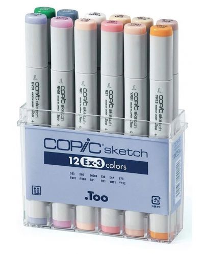 Set de markere Too Copic Sketch - EX-3, 12 culori - 1