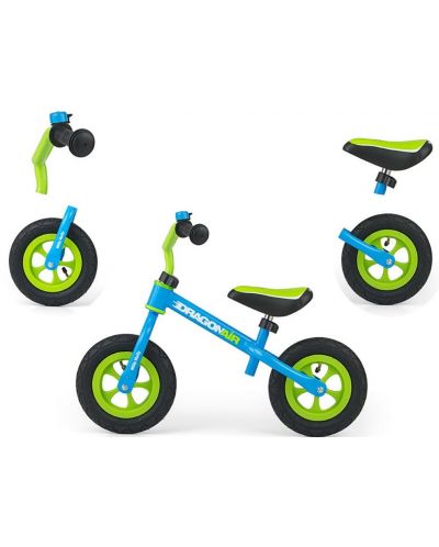 Bicicleta de echilibru Milly Mally - Dragon Air, albastru/verde - 2