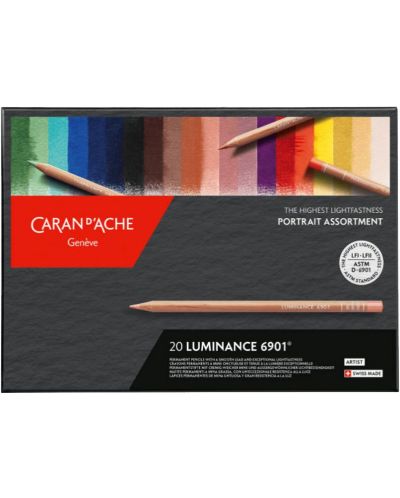 Set de creioane colorate Caran d'Ache Luminance 6901 - 20 de culori, portret - 1
