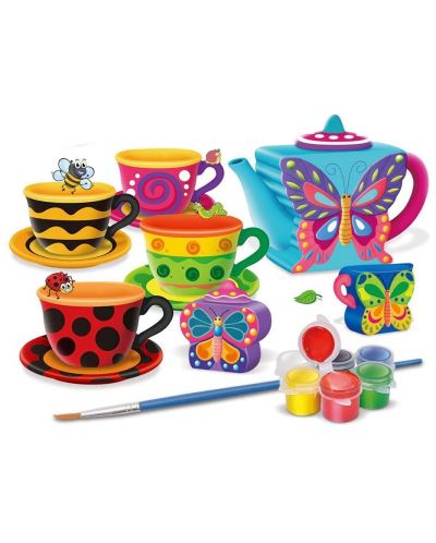 Set de colorat Felyx Toys - Set de ceai din ceramică, Fluturi, 15 piese - 2
