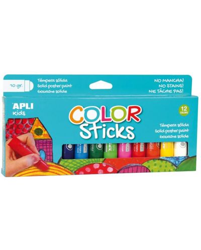 Set de creioane pentru desen APLI Kids - Baton de guache, 12 culori pastelate - 2