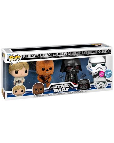 Set de cifre Funko POP! Movies: Star Wars - Luke Skywalker, Chewbacca, Darth Vader & Stormtrooper (Flocked) (Special Edition) - 2