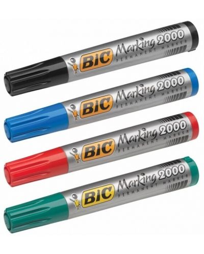 Set markere permanente BIC - Marking, varf rotund, 4 buc - 1