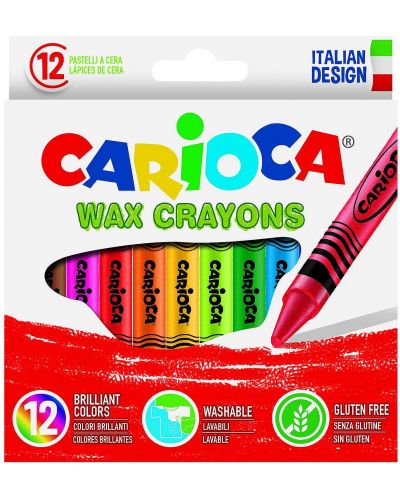 Set pasteluri lavabile Carioca - Wax crayons, 12 culori - 1