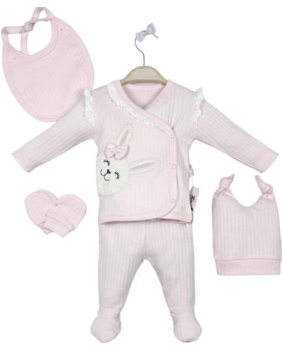 Set maternitate pentru bebeluşi BabyZuff - Pink Rabbit, 5 piese - 1