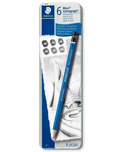 Set creioane Staedtler Mars Lumograph - Soft, set de 6 bucăți - 1
