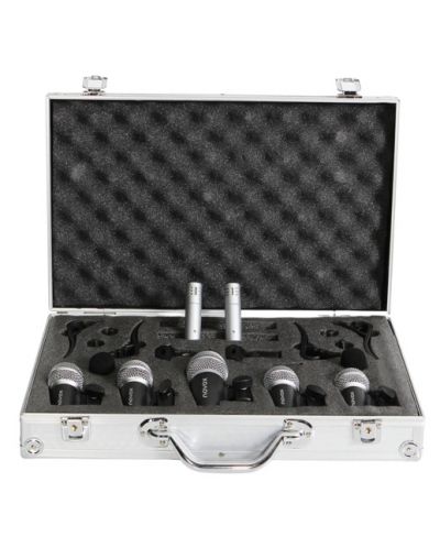 Set microfoane pentru tobe Novox - Drum Set, argintii/negre - 1