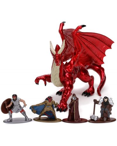 Set figurine Jada Toys Games: Dungeons & Dragons - Party vs Young Red Dragon (Die Cast) - 1