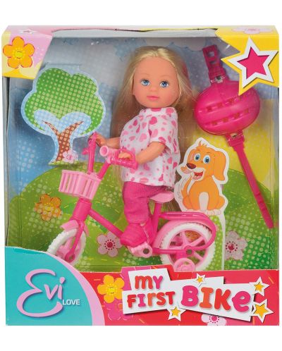 Set Simba Toys Evi Love - Evi, cu bicicleta roz si casca roz - 2