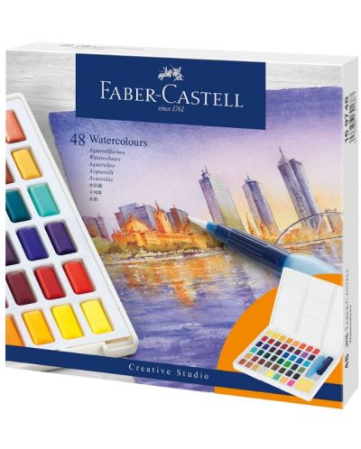 Set de vopsele de acuarelă Faber-Castell - 48 de culori, în cutie - 1