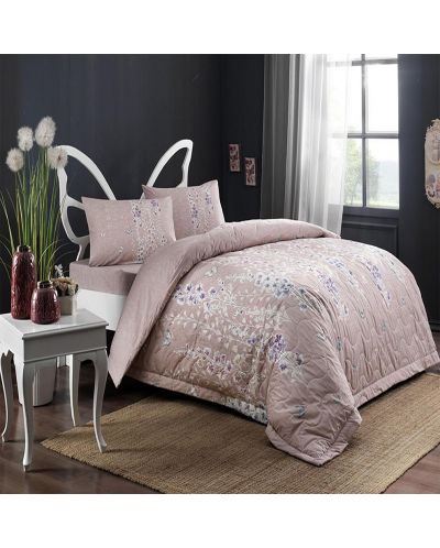 Set lenjerie de pat cu pătură TAC - Sarah, roz - 1