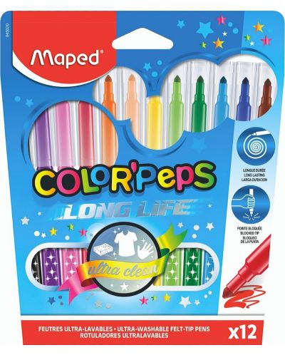 Set carioci Maped Color Peps - Long Life, 12 culori - 1