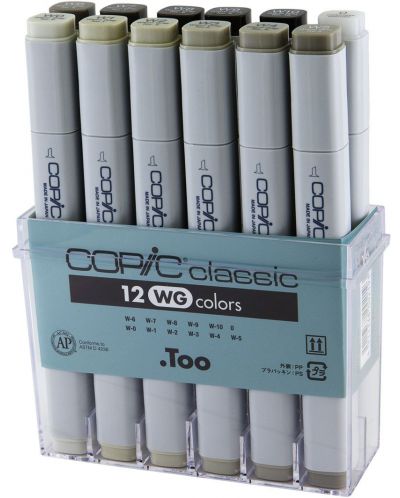Set de markere Too Copic Classic - Tonuri calde de gri, 12 culori - 1