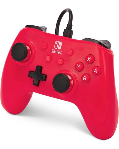 Controller PowerA - Enhanced, cu fir, pentru Nintendo Switch, Raspberry Red - 4