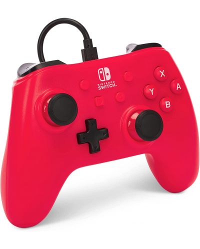 Controller PowerA - Enhanced, cu fir, pentru Nintendo Switch, Raspberry Red - 2