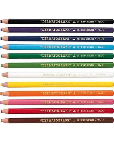 Set de creioane colorate Uni Dermatograph - 12 bucati - 1
