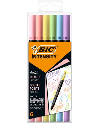 Set de markere BIC Intensity double-ended - 6 culori pastelate - 1