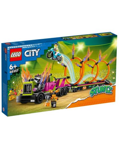 Constructor LEGO City - Provocarea cu camion pentru cascade și cerc de foc (60357) - 1