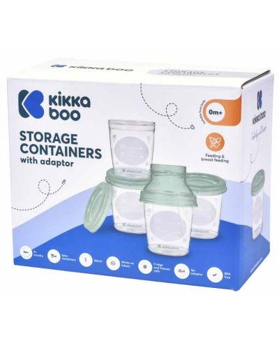 Recipiente pentru depozitarea laptelui matern cu adaptor KikkaBoo - Mentă, 4 x 180 ml - 3