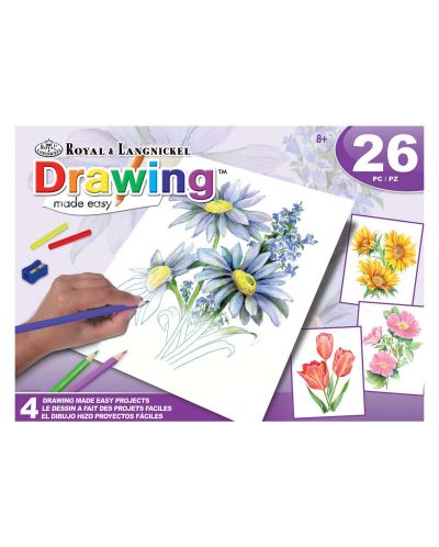 Set pentru desen cu creioane colorate Royal - 4 tablouri, 26 de părți, violet - 1