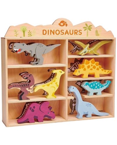 Set de figurine din lemn Tender Leaf Toys - dinozauri în stand - 1