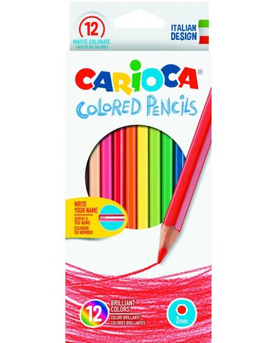 Set de creioane Carioca - Brilliant Hexagon, 12 culori - 1