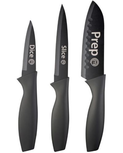 Set de cuțite MasterChef - 3 piese, oțel, PP-TPR, negru - 1