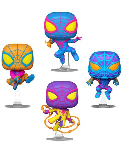 Set de figuri Funko POP! Marvel: Spider-Man - Miles Morales: Classic Suit, S.T.R.I.K.E. Suit, Bodega Cat Suit, T.R.A.C.K. Suit (Blacklight) (Special Edition) - 1