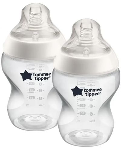 Set biberoane bebelusi Tommee Tippee Easi Vent - 260 ml, cu tetina 1 picatura, Flux lent 2 buc. - 1