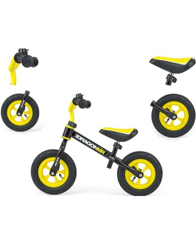 Bicicleta de echilibru Milly Mally -  Dragon Air, negru/galben - 2