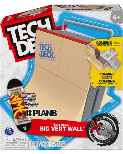 Spin Master Tech Deck - Rampă și skateboard pentru degetele de la picioare, Big Vert Wall - 1