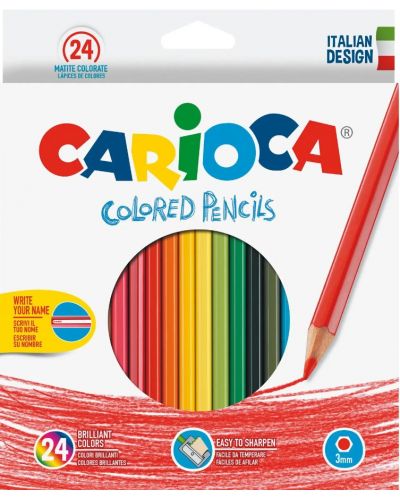 Set de creioane colorate Carioca -  Brilliant Hexagon, 24 de culori - 1
