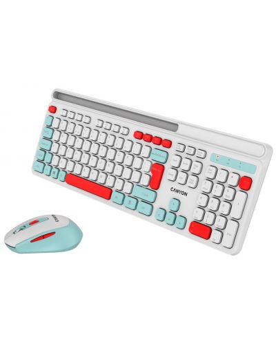 Kit mouse și tastatură  Canyon - CNS-HSETW5WT, wireless, alb - 2