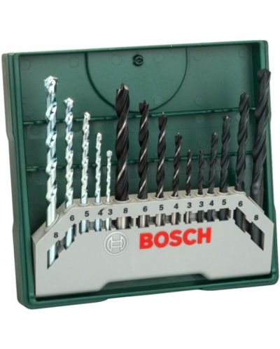 Set de burghie Bosch - Mini X-Line, 15 piese - 1